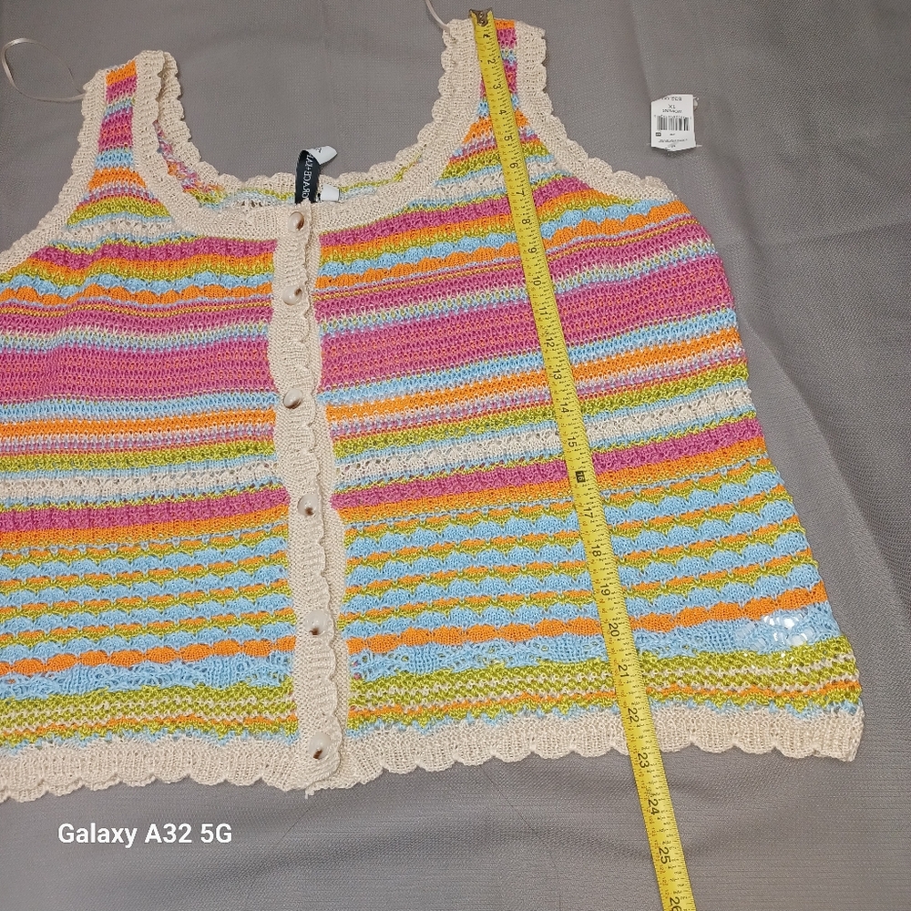 GRACE+KARMA New Women Boho Size 1X  Multicolor Striped Knit Tank Top - Picture 7 of 10